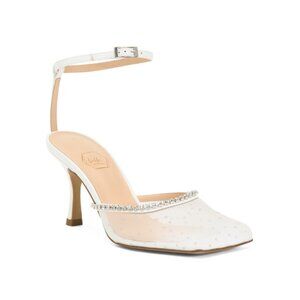 NALEBE White Made In Italy Ankle Wrap Heeled Mules